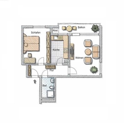 Senioren aufgepasst! 2,5 Raum mit Aufzug, Balkon, ruhige Lage