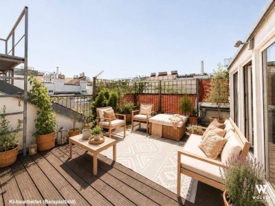 +++ Traumhafte 3-Zimmer-Dachgeschosswohnung I 2 DACHTERRASSEN mit ca. 28 m2 I Top-Lage Josefstadt +++