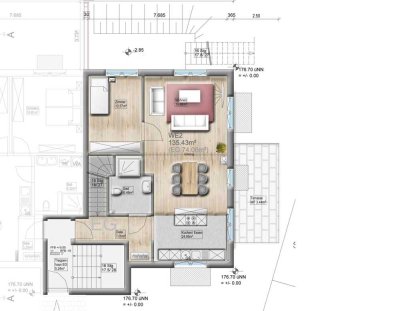 Helle 4-Zimmer-Wohnung über 2 Etagen im EG mit Terasse