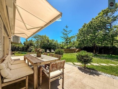 Sievering: Luxuriöse Garten-Oase mit Depot-Gebäude, Pool &amp; Tiefgarage