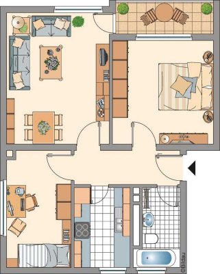 Wohnen nähe Zoom, inkl. neues Wannenbad und Balkon
