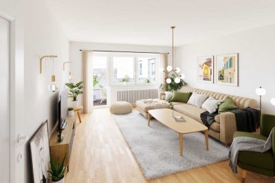 Für Eigenbezieher geeignet! Lichtdurchflutete 3 ZKB mit Balkon und Fernblick in modernisiertem Gebäu