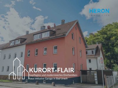 KURORT-FLAIR – Gepflegtes und modernisiertes Dreifamilienhaus inklusive Garage in Bad Urach