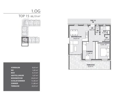 BAUSTART - Exklusive Eigentumswohnung (66m²) mit großer Terrasse und Lift in Fürstenfeld! Provisionsfrei!