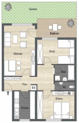 **Modernes Wohngefühl im Grünen:  3-Zimmerwohnung direkt am Waldrand**