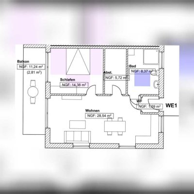 Ansprechende 2-Zimmer-Wohnung mit Balkon in Schöfweg (WE1)