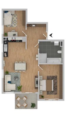 Moderne Wohnung mit Südwest-Ausrichtung