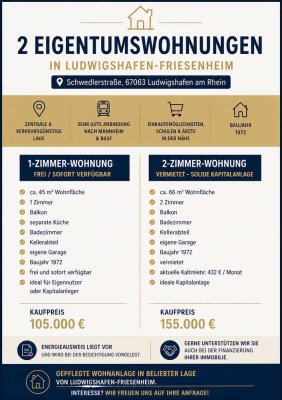 Kapitalanlage oder Eigenutzung-gepflegte 1-Zimmer-Wohnung mit Garage in Ludwigshafen-Friesenheim