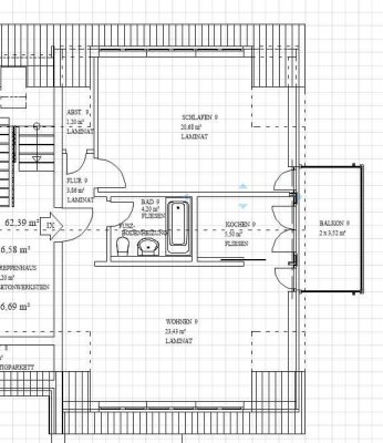 Schöne, geräumige 2 Zimmer DG-Wohnung Spitzboden teilmöbliert Carport in Sarstedt - Lk Hildesheim