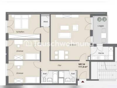 Tauschwohnung: Schöne und helle 4-Zi-Whg in Bilk mit großem Balkon und 2 Bädern