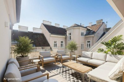 Sonniges Wohnjuwel im Dachgeschoß – Maisonette mit Terrassen nahe Kutschkermarkt