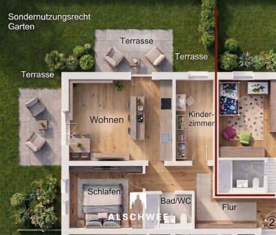 *LEERE*Wohnung mit Garten & zwei Terrassen in nächster Nähe vom Großen Garten inkl. TG!