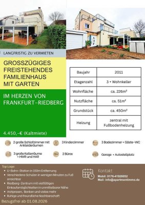 Freistehendes Familienhaus langfristig zu vermieten in Frankfurt-Riedberg