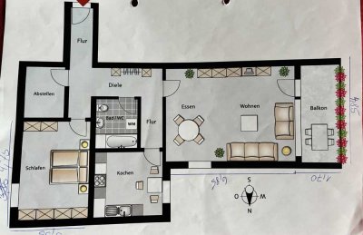 Helle 2,5-Zimmer Wohnung im 4. OG mit Balkon in Kempten Innenstadt