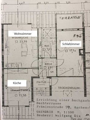 Komplett sanierte, große 2-Zimmer Dachgeschosswohnung mit Balkon in Aachen-Walheim