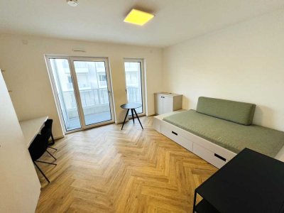 Direkt einziehen: möbliertes 1-Zimmer mit EBK, Balkon & Komfort