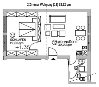 Helle 2-Zimmer-Wohnung mit neuer Küche & Natur direkt vor der Tür