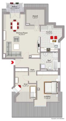 3-Zimmer-Dachgeschoss-Wohnung in Landsberg-West