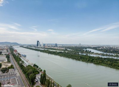 Marina Tower - Luxuriöse 4-Zimmer-Wohnung mit großzügigem Balkon - Atemberaubender Blick über Wien im 32. Stock - Garage optional - U2 Donaumarina