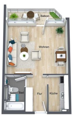 Exklusive, gepflegte 1-Zimmer-EG-Wohnung mit Einbauküche in Lübeck