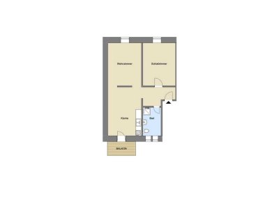 schöne 2-Zimmer-Wohnung mit Balkon und Küche