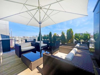 Luxus-Maisonette über den Dächern Münchens – Dachterrasse mit atemberaubendem Panoramablick