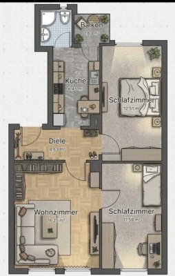 Sonnige 3-Zimmer-Wohnung in Braunschweig mit kleinem Balkon