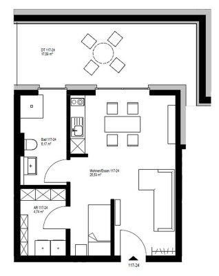 Erstbezug: Exklusives 1,5 Zimmer Penthouse, Dachterrasse, EBK, Bad