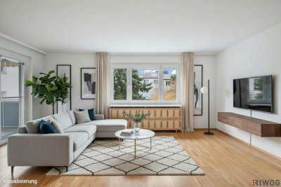 Charmante Ruheoase mit perfekter Anbindung I Loggia mit Blick ins Grüne I Mauer