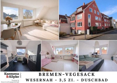 Wohnen im Herzen von Vegesack nahe der Weser: Helle 3,5 Zi. mit Duschbad im Dachgeschoss
