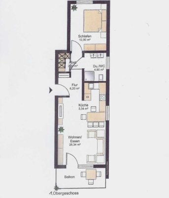 Modernisierte 2-Raum-Wohnung mit Balkon und Einbauküche in Gäufelden