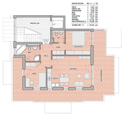 Neuwertige 3-Zimmer-Wohnung mit EBK und großer Dachterrasse
