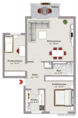 Renovierte 3-Zimmer-Wohnung im 1. OG mit Balkon in Frankenthal