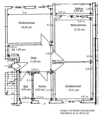 3 Zimmer Eigentumswohnung (89,17 m²) mit Balkon von Privat