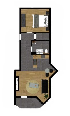 Freundliche und gepflegte 2,5-Zimmer-Hochparterre-Wohnung mit geh. Innenausstattung mit Balkon