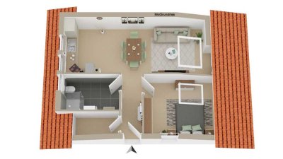 Vöhringen: Zentrale ruhige 2-Zimmer Dachgeschosswohnung, kernsaniert nahe Ulm