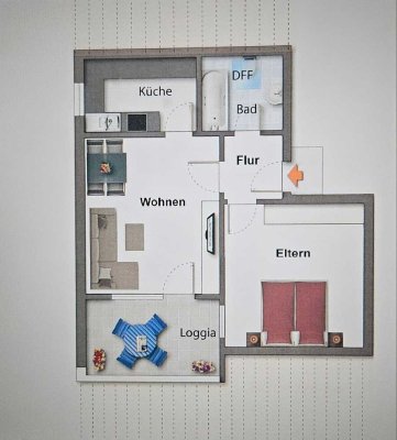 Schöne 2-Zimmer-Dachgeschosswohnung in Balingen