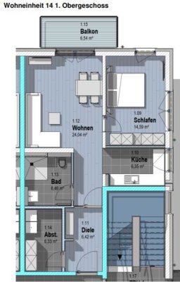 Wohnungen mit Balkon und Einbauküche: Geschmackvolle 2-Raum-Wohnung mit geh. Innenausstattung