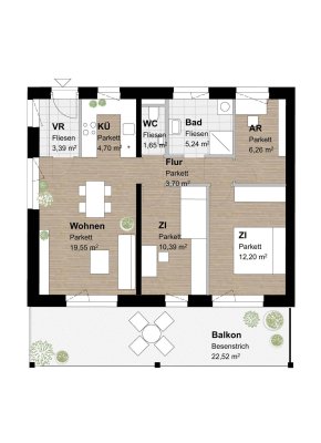 Modernes Wohnvergnügen: 3-Zimmer-Oase in begehrter Lage mit großzügiger Terrasse!