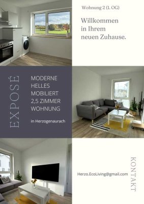 MODERNE HELLES MOBILIERT 2,5 ZIMMER WOHNUNG in Herzogenaurach