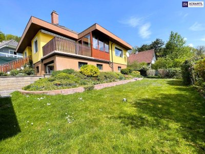 Bungalow-Idyll in Gablitz: Ihr Zuhause mit Wienerwald-Panoramablick: 4 Zimmer I Wintergarten I Südwest-Terrasse I Gartenparadies I Keller I Garage!