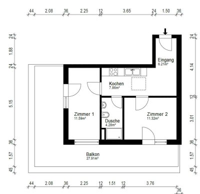 Zum 16.04.2026 an Studenten zu vermieten: moderne 2-Zi.-Wohnung mit Dachterrasse in FH-Nähe