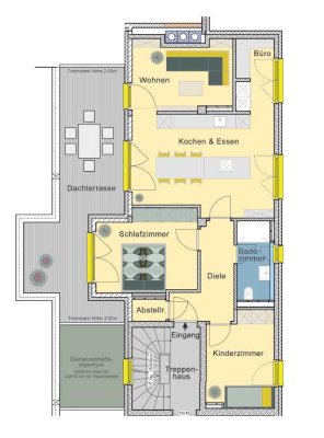 Modernes Wohnen in Bestlage: 3 Zi. Whg. mit herausragendem Grundriss und großer Dachterrasse
