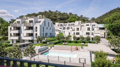 Abkühlen im hauseigenen Pool .... Ihre Traumwohnung mit Terrasse oder Garten und Fernblick Nähe Maurer Wald PROVISIONSFREI !!