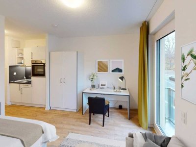 ** Modernes, vollmöbliertes 1-Zimmer-Apartment mit EINBAUKÜCHE, französischen BALKON und gemeinsc...