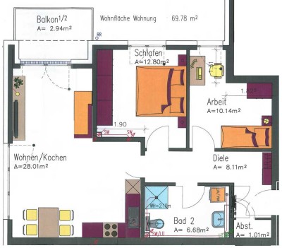 Moderne 3-Zimmer-Wohnung (69,78 m²) im 2. OG in Paderborn