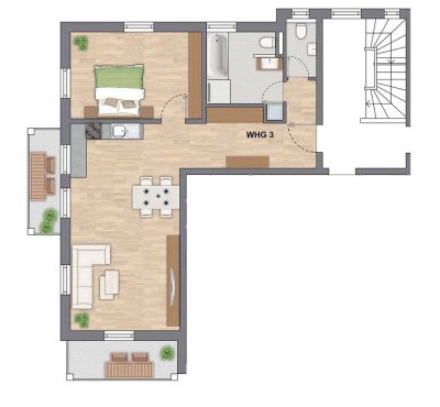 2-Zimmer-Wohnung im OG mit 2 Balkonen