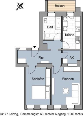 2 Zimmer Wohnung mit Balkon in Leipzig Lindenau
