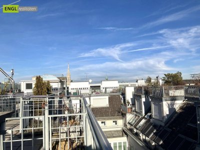 Beste Adresse! Helle Maisonette Wohnung mit Balkon, Wintergarten und Terrasse mit Blick zum Stephansdom