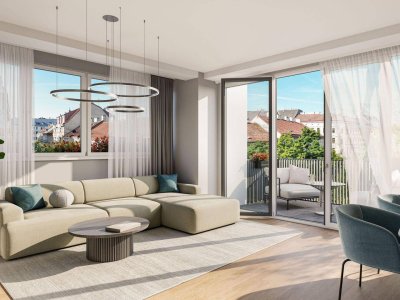 THE ARIK - Dachgeschoß mit Haltung – 2 Zimmer mit Terrasse &amp; Blick ins Grüne